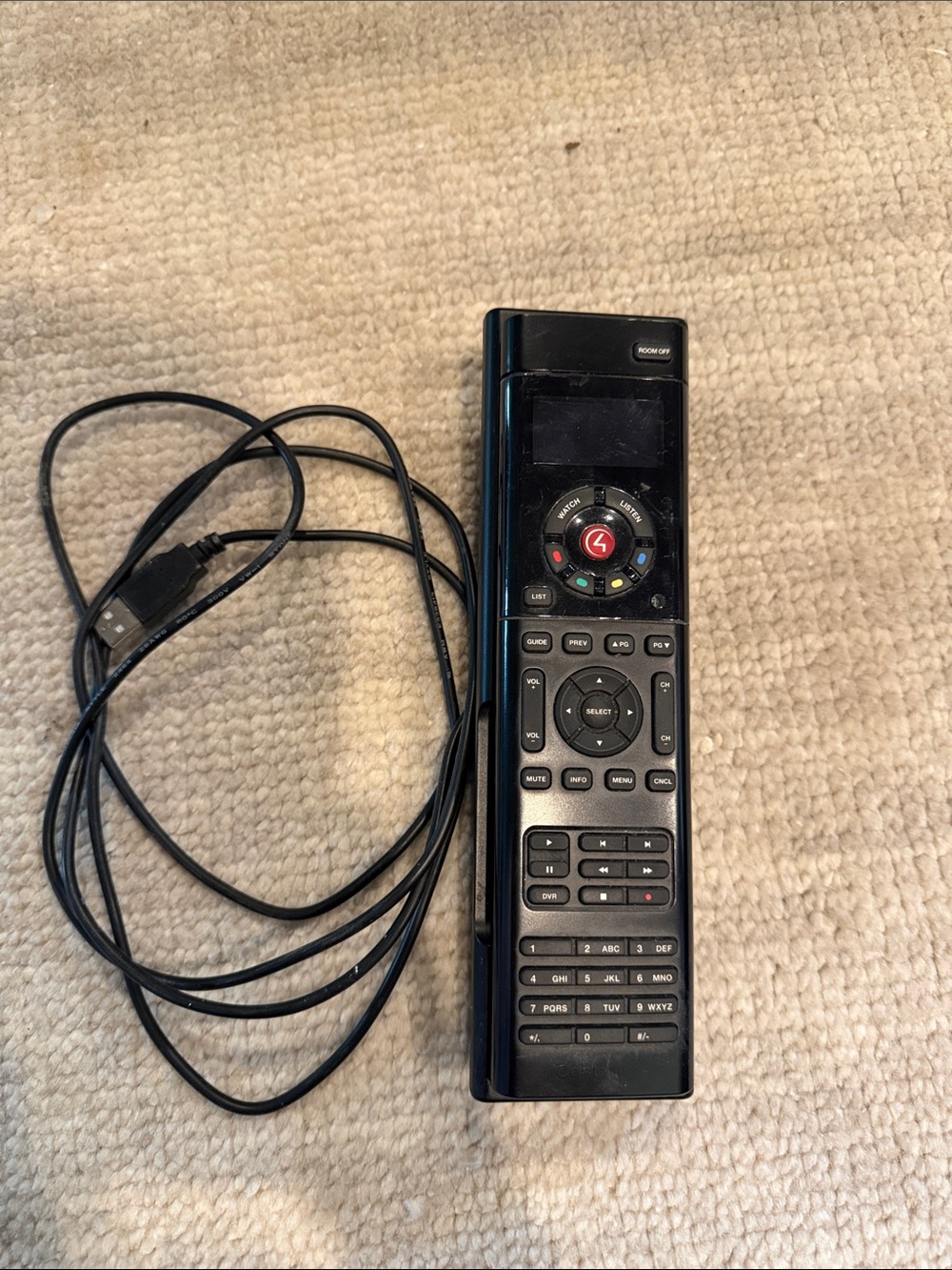 Control4 Black Universal Remote with Charging Dock and USB Cable